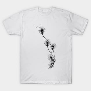 detailed drawing of dandelion clocks T-Shirt